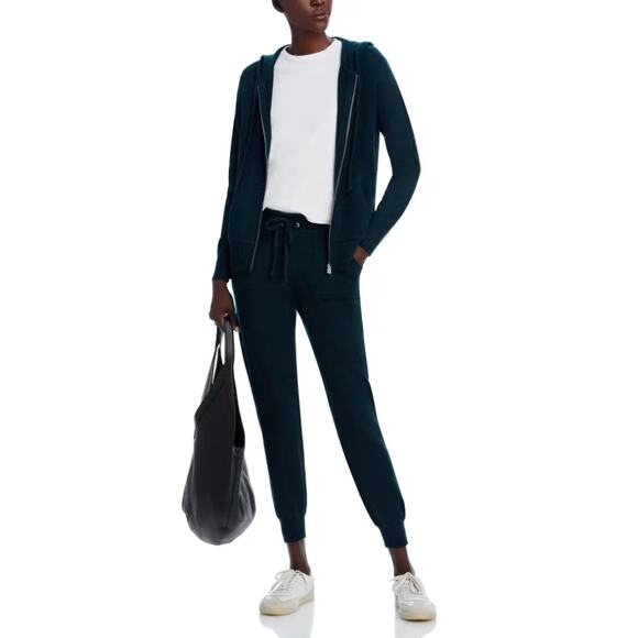 C by Bloomingdale's Women Dark Green Cashmere Knit Zip Hoodie Sweater Size XS - Picture 2 of 6